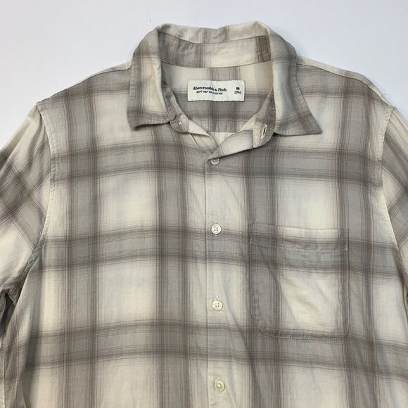 Abercrombie & Fitch Shirt Mens M Medium Plaid Cotton Blend Soft A&F Collection - Picture 3 of 11